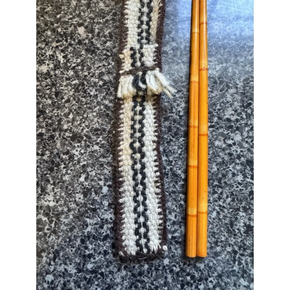 Vintage Handmade‎ Chopsticks With Crocheted Case